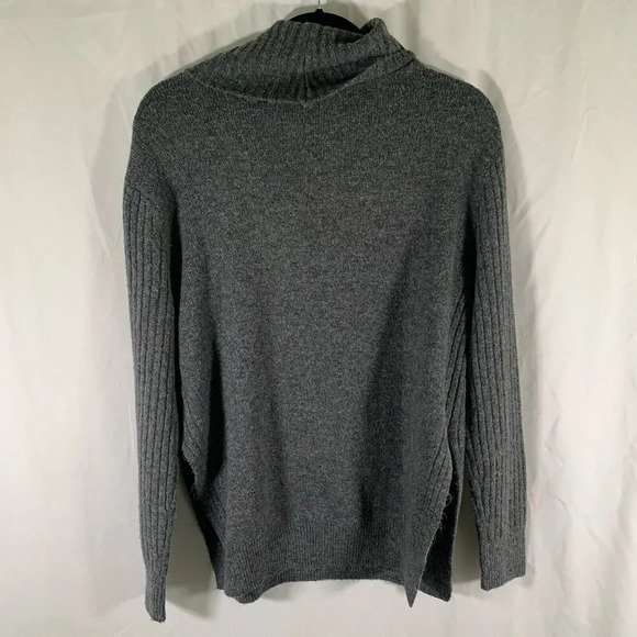 TopShop Sweater Women's 4 Grey Turtle Neck Long Sleeve Side Slit Pullover - Picture 7 of 8